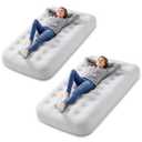 BreezeHug Grey Large Velvet Air Mattress Camping Twin Air Mattress Waterproof Portable Inflatable Blow up Bed for Slumber Sleepover Party Guests Travel 73 x 39 x 7.9 Inches (6 Pack)