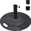 Koutemie 21 Inches Heavy Duty Metal Outdoor Patio Umbrella Base Stand Holder for 1-" or 1-" Umbrella Poles, Black