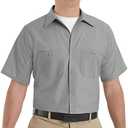 Red Kap Men's Industrial Work Shirt, Regular Fit, Short Sleeve, Light Grey, X-Large Tall