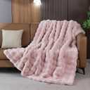 Fluffy Pink Fuzzy Throw Blankets for Sofa Bedroom Living Room Faux Fur Rabbit 60x80 Decorative Cozy Throw Blanket for Couch Apartment Decor 860 GSM