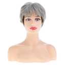 Women's Short Gray Pixie Cut Wig with Bangs Natural Looking Synthetic Hair for Cosplay Daily Wear