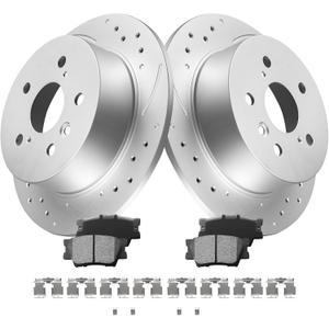 MOTOREVO Rear Brake Rotors Kit for Camry [2007-2011] GEOMET Rotors [11.1in 281mm] App Universal 2007 2008 2009 2010 2011 Rotors Kit [Note 2010 Except Japan Production] Drilled & Slotted Rear Discs