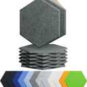 12 Pack Acoustic Panels Self Adhesive Sound Proof Foam, High Density Sound Acoustic Foam Panel, 12X10.23X0.4 Inch Hexagon Wall Panels in Home,Office,Reccording Room,Studio(Moonlight Grey)