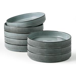 Famiware Star 8.25" Pasta Bowls Set of 8, Bowl Plates, Smoky Blue, 8 Pcs
