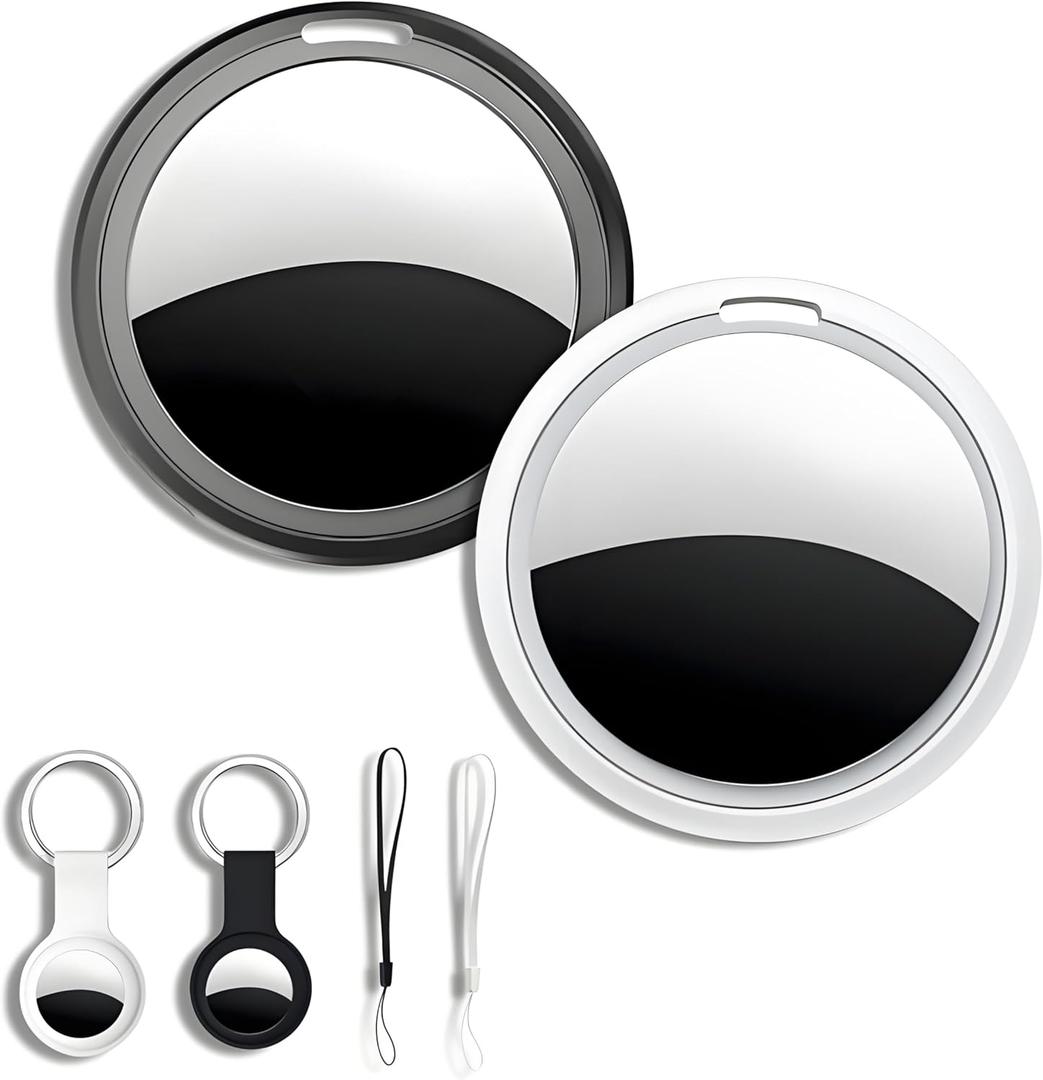 Air Tracker Tags-2 Pack - Apple MFi Certified Find My(iOS Only) Bluetooth Tracker, 365-Day Battery & Waterproof Item Locator for Keys, Wallet, Luggage, Backpack, Pet with Protective Case & Lanyard