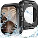 Goton 2 in 1 Waterproof Case Compatible for Apple Watch Series 10 Screen Protector 42mm, 360 Protective Glass Face Cover Hard PC Bumper + Back Frame for iWatch Accessories 42 mm (Black)