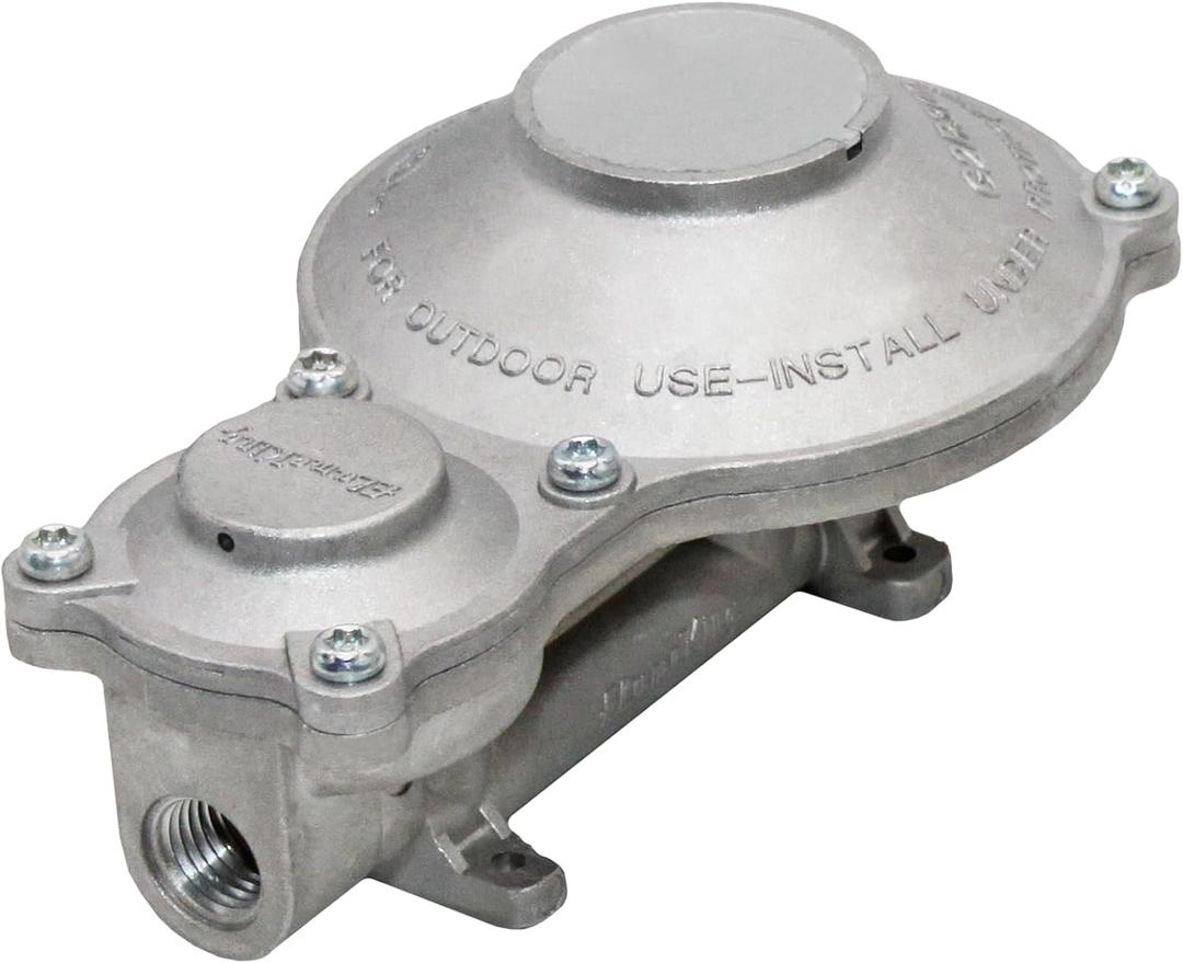 Flame King 300,000 BTU Vertical Mounted 2-Stage Propane LP Regulator for RVs, Vans, Trailers, Campers, 100LB Tanks, ASME Tanks, Generators
