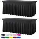 Amazon.com: 2 Pack Black Spandex Table Covers for 6 Foot Rectangle Tables, Wrinkle Free Fitted Tablecloths 6ft Stretch Table Clothes with Skirt for Parties Weddings Birthday Banquet Baby Shower : Home & Kitchen