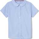 French Toast Peter Pan Collar Short Sleeve Blouse, Light Blue, Size 6