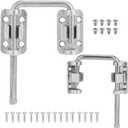 HBL' Sliding Glass Door Lock, Patio Sliding Door Child Lock & Loop Latch Flexible for Uneven Doors, 2-3/8" Hardened Steel, Extra Home Security, Silver, 2 Pack