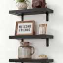 Easy Install Wall Shelves with Bracket,15.7Inch Wall Mounted Wood Floating Wall Shelves,Small Wall Shelves for Storage&Wall Decor, Living Room, Kitchen, Office,Corner Shelf for Bathroom,Set of 3,Black