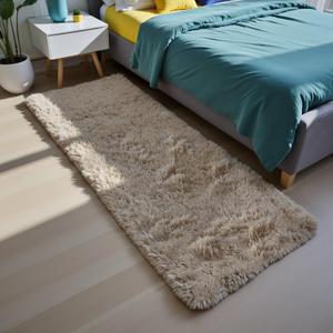 Fluffy Rug Shaggy Area Rug, Beige 3x5 Area Rugs for Bedroom, Small Bedside Rug, Soft Fluffy Shaggy Entryway Throw Rugs for Living Room Bedroom Kids Room Home Decor