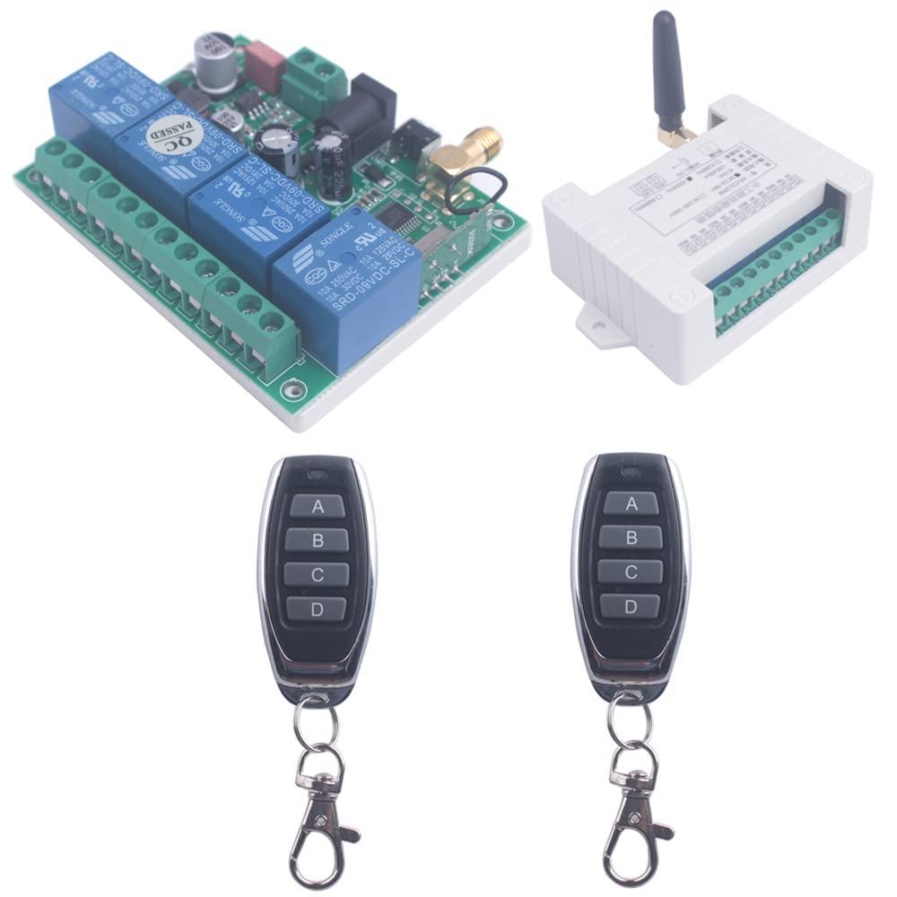 12V 24V 36V 4CH Universal Garage Door Remote Switch 433Mhz Wide Range Motor Forward and Reverse, 4 Channel Wireless Switch Garage Door keypad Universal Wireless (4CH 2X Control 433MHz)