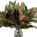 4Pcs Artificial Magnolia Leaves with Stems Fake Magnolia Leaf Branches Fake Greenery Stems for Home Indoor Outdoor Party Office Table Centerpieces Decor