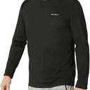 Eddie Bauer Men's Active Tee Crewneck Moisture Wicking Long Sleeve T-Shirt - Black Large (Black)