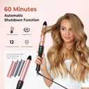 5 in 1 Curling Iron,Curling Wand Set and Thermal Brush Hair Tool,12 Temp Heating Setting Hot Comb,Interchangeable Ceramic Wand Curling Iron 110-240V