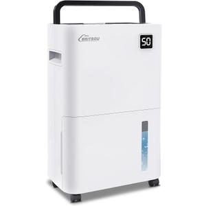 Britsou 50 Pints Dehumidifier for Basement with Drain Hose - Quiet Smart Operation with 3 Modes, 24HR Timer - Ideal for Home Bedroom, Bathroom, Small to Large Rooms