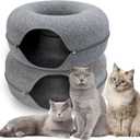 2 Pack Cat Donut Tunnel, Cat Tunnel Bed for Indoor, Scratch Resistant Donut Bed (Grey, 20 Inch 2 Pack)