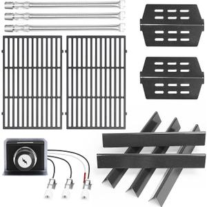 Grill Parts for Weber Genesis 300 (2011-2016 Front Control)  Cast Iron Genesis Grill Grates, 304 Stainless Burner Tubes, 17.5" Flavorizer Bars + Igniter Kit, Fits Genesis E310 E320 E330 S310 S330