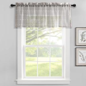 Lush Decor Farmhouse Textured Sheer Window Curtain Valance, 52"W x18"L, Gray