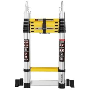 LUISLADDERS Telescoping Ladder A Frame, 16.5ft Aluminum Extension Folding Telescopic Ladder Lightweight 330lbs Max Capacity, Multi Purpose RV Ladder for Outdoor Work