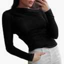 Long-Sleeved Tops White T-Shirts Basic Cropped Tops for Women Sweaters Solid Color Slant Collar T-Shirts M