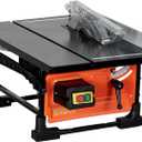 8-inch Table Saw for Jobsite, 6.7-Amp Copper Motor, Cutting Speed up to 3576RPM, 24T Blade, Compact Portable Table Saw Kit, with Sliding Miter Gauge DIY Woodworking and Furniture Making, Orange