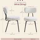 VASAGLE Boucle Dining Chairs Set of 2, Upholstered Kitchen Dining Room Chairs with Curved Backrest and Steel Frame, Modern Mid Century, Round, for Vanity, Living Room, Cream White UKDC110W01