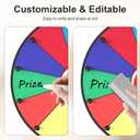 12 Inch Prize Wheel, 12 Slots Color Spinning Wheel with Diamond Base, Heavy Duty Tabletop Spinner Wheel Includes Dry Erase Marker & Eraser for Parties, Rewards & Classroom Activities, 11.81 inches x 16.14 inches