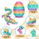 Mini 3D Printed Dragon Eggs with Dragon Inside, Articulated Crystal Dragons 3D Printed Animals Easter Egg Fillers, Easter Basket Stuffers Christmas Fidget Toys Gifts for Kids (12pcs-withoutkeychain)