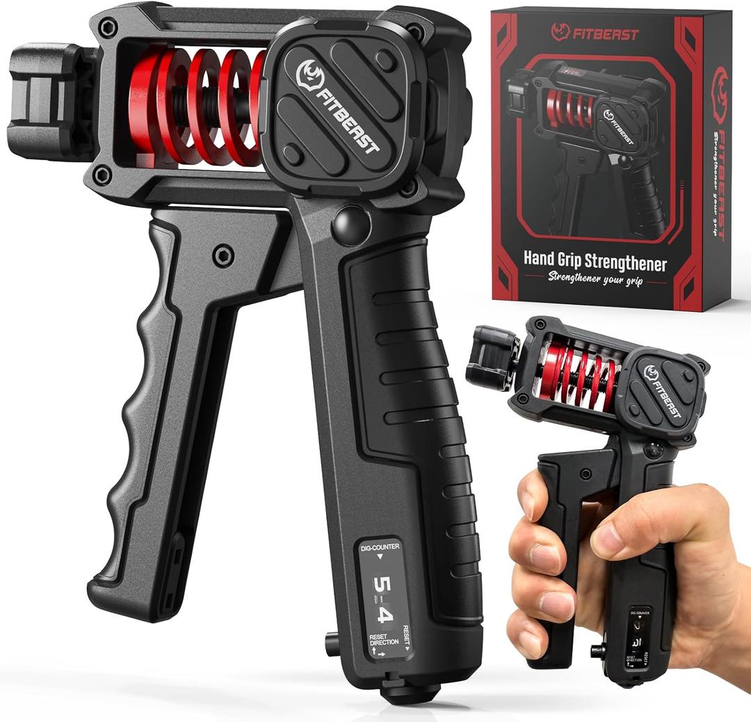 FitBeast Grip Strength Trainer, Adjustable Hand Gripper Strengthener with Counter, 10-130LB Forearm Strengthener for Strength Training, Recovery & Stress Relief  Ergonomic Handle for Men & Women