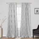 Mrs.Naturall Black Curtains 90 Inches Long for Living Room,Light Filtering 50% Blackout Room Darkening Dark Let Light in Privacy Boho Medallion Moroccan Pattern Curtains for Bedroom Set of 2 Panels