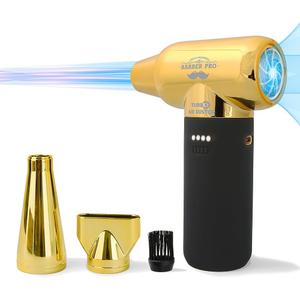 Compressed Air Duster - Electric Duster for Hair Barber, 3 Gear Mini Portable Jet Dry Air Blower, Cordless Vacuum Cleaner, for PC, Office,Salon, Fan, Laptop, Keyboard, Car -Black Gold