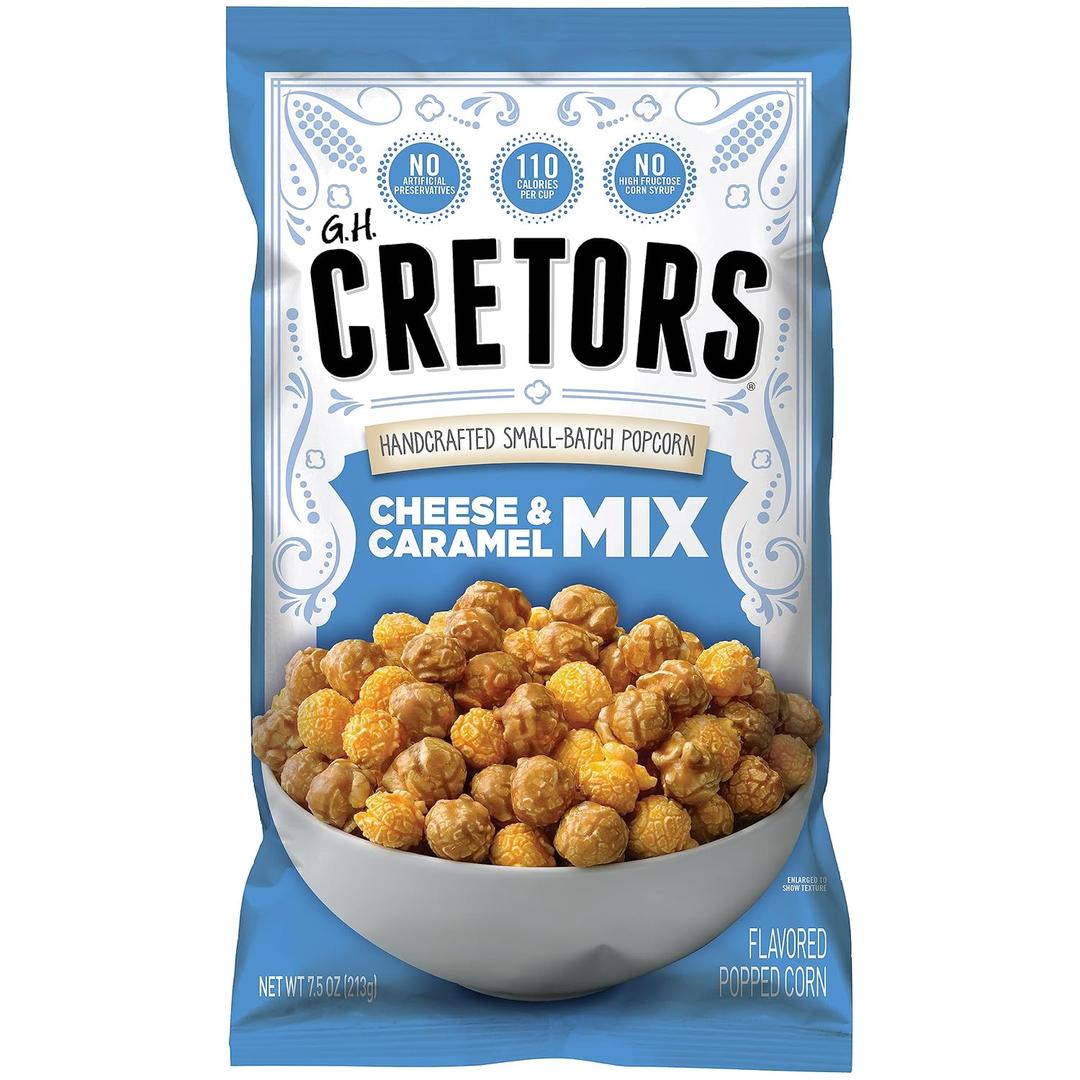 G.H. Cretors Gourmet Caramel Corn Popcorn Irresistible Cheese & Rich Caramel Flavor in Convenient Individual Bags, 7.5 Oz (6 Pack), BB May 02 2026