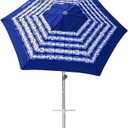 AMMSUN 8ft Large Beach Umbrellas for Sand Heavy Huty Wind Portable Commercial Grade Patio Beach Umbrella with Sand Anchor Adjustable Height Air Vent UPF 50+ Telescoping Pole without tilt Blue White