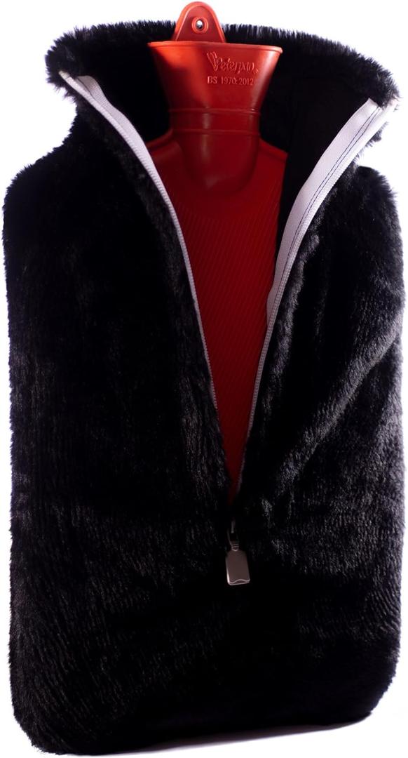 Peterpan Rubber Hot Water Bottle with Cover, Size: XXX-Large, Hot Water Bottles for Pain Relief, BPA & PVC Free, 100 Fl Oz Capacity, White Zipper