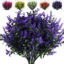 RECUTMS Artificial Greenery Lavender Fake Shrubs Flowers 8 Bundles UV Resistant Hanging Planter Flora Fence Indoor Outside Decor Wedding Table Flowers Arrangement Bouquet Filler (Purple)