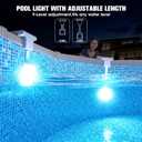 Solar Pool Light for Steel Wall Above Ground Pool Light,Submersible Pool Light with LCD Pool Thermometer,Underwater light for Pool Accessories,10 Light Modes Swimming Pool LED Lighting,1PC