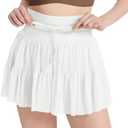 Women's Mini Pleated Skirt High Waisted Ruffle Tennis Skirts Sports Skater Running Skorts with Shorts Pockets, M