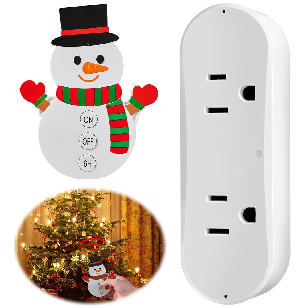 [Upgraded Timer] Wireless Remote Switch for Christmas Tree Lights,Snowman Wireless Remote with Electrical Outlet,Electrical On/Off/Timer Controller for Holiday Lighting from 82 Feet Away