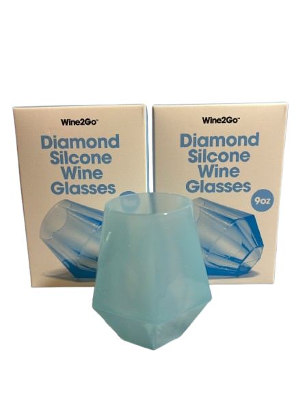 Wine2Go Diamond Silicone Wine Glasses 9oz