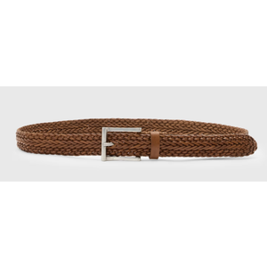 John Varvatos Mott Filigree Woven Belt Wood, Brown 36