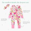 PATPAT Baby Girl Boy Footie Clothes, Bamboo Viscose, 2-Way Zipper, Fold-Over Mittens & Cuffs with Hat/Headband (XS)