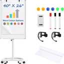 TANKEE Mobile Whiteboard, 40x26 Inches White Board on Wheels, Height Adjustable Magnetic Dry Erase Board with Stand, Easel Whiteboard with Stand for School Classroom Office Home Teacher Homeschooling