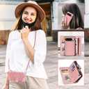 Asuwish Phone Case for Google Pixel 9 Pro XL Zipper Wallet Detachable Cell Cover with Tempered Glass Screen Protector Crossbody Strap Mandala Flower Card Holder Pixel9 9Pro 9ProXL Nine Women Rose Gold