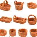 Miniature Rattan Woven Basket Figurines, 50Pcs, 10 Styles