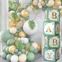 Sage Green Baby Boxes with Letters for Baby Shower - 4 Pcs BABY Balloon Party Boxes Blocks for Boy Girl Birthday Party Favors,Gender Reveal ,Safari Baby Shower Decorations