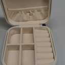 VOMNA Mini Jewelry Travel Case,Small Jewelry Box,Traveling Jewelry Organizer,Portable Jewellery Storage Holder for Rings Earrings Necklace Bracelet Bangle Organizer Boxes for Girls Women(PU-White) (J1 - 1 Pack - White)