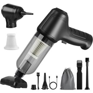 Handheld Vacuum Cordless Rechargeable: 12000PA Car Vacuum Cleaner with Brushless Motor 3 in 1 Portable Mini Small Vacuum for Pet Car Office Home - Black