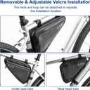 2L Bike Frame Storage Bag with Water Resistant Reflective, Bicycle Storage Pouch with 2 Side Pockets, Strap-On Under Seat Tool Accessories Pouch for Mountain Road Bike, MTB